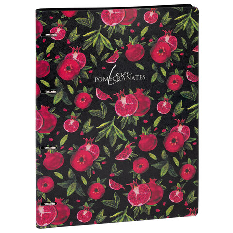 Тетрадь на кольцах БОЛЬШАЯ А4 (240х310 мм), 120 л., под кожу, BRAUBERG VISTA, "Гранаты", 404513