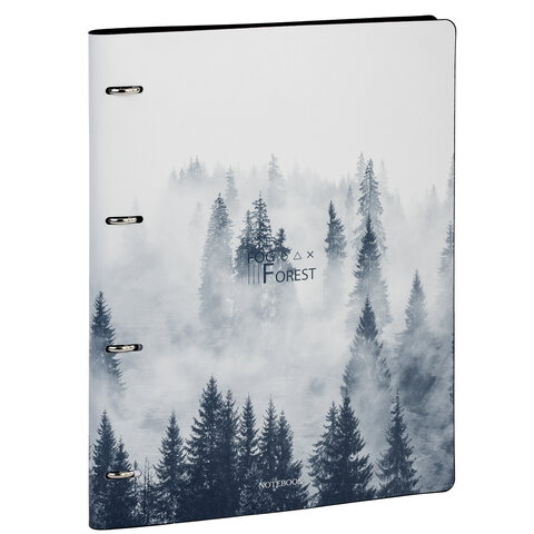 Тетрадь на кольцах БОЛЬШАЯ А4 (240х310 мм), 120 л., под кожу, BRAUBERG VISTA, "Туман", 404515