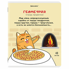 Тетрадь предметная &laquo;КОТ-ЭНТУЗИАСТ&raquo; 48 л., TWIN-лак, ГЕОМЕТРИЯ, клетка, подсказ, BRAUBERG, 404561