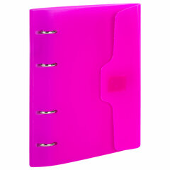 Тетрадь на кольцах А5 175&times;220 мм, 120 л., пластик, на липучке, с разделителями, BRAUBERG, Розовый, 404635