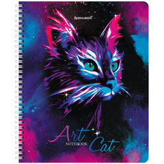Тетради ДЭК А5 48 л. КОМПЛЕКТ 4 шт., BRAUBERG, гребень, клетка, TWIN лак, &laquo;Neon Cats&raquo;, 404660