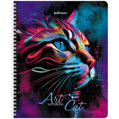 Тетради ДЭК А5 48 л. КОМПЛЕКТ 4 шт., BRAUBERG, гребень, клетка, TWIN лак, &laquo;Neon Cats&raquo;, 404660
