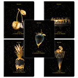 Тетради ДЭК А5 48 л. КОМПЛЕКТ 5 шт. BRAUBERG, скоба, клетка, матовая ламинация, фольга, "Black&Gold", 404677