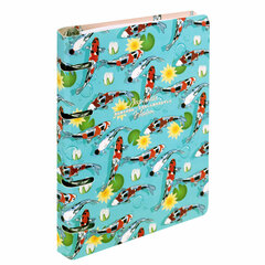 Тетрадь на кольцах А5 160&times;212 мм, 120 листов, картон, выборочный лак, клетка, BRAUBERG, &laquo;Карпы Кои&raquo;, 404730