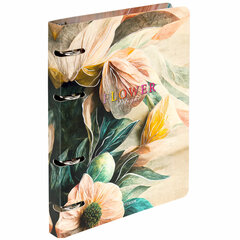 Тетрадь на кольцах А5 160&times;212 мм, 120 листов, картон, фольга, клетка, BRAUBERG, &laquo;Delicate flowers&raquo;, 404737