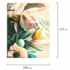 Тетрадь на кольцах А5 160&times;212 мм, 120 листов, картон, фольга, клетка, BRAUBERG, &laquo;Delicate flowers&raquo;, 404737