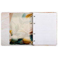 Тетрадь на кольцах А5 160&times;212 мм, 120 листов, картон, фольга, клетка, BRAUBERG, &laquo;Delicate flowers&raquo;, 404737