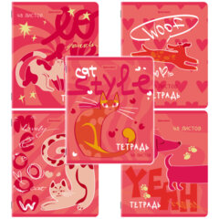 Тетради ДЭК А5 48 л. КОМПЛЕКТ 5 шт. BRAUBERG, скоба, клетка, TWIN-лак, &laquo;PINK MOOD&raquo;, 404930