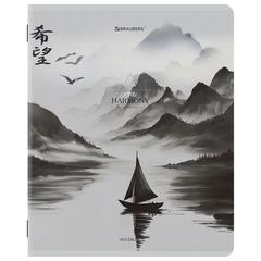 Тетради ДЭК А5 48 л. КОМПЛЕКТ 5 шт. BRAUBERG скоба, клетка, матовая ламинация, CALM NATURE, 404951