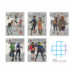 Тетрадь А5 48 л. АЛЬТ, скоба, клетка, матовая ламинация, &laquo;MANGA.WARRIORS&raquo; (5 видов), 7-48-1295