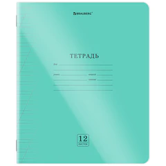 Тетрадь пластиковая обложка (прозрачная) 12 листов, косая линия, BRAUBERG &laquo;Smart Cover&raquo;, ЗЕЛЕНАЯ, 405021
