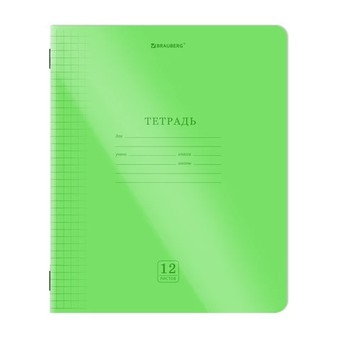 Тетрадь пластиковая обложка (НЕОН) 12 листов, клетка, BRAUBERG "Smart Cover", АССОРТИ (микс в спайке), 405025 - фото 4