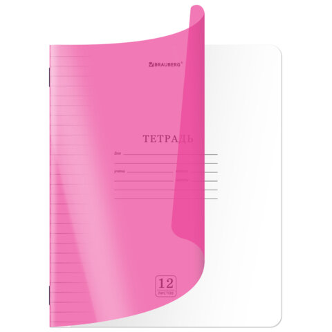 Тетрадь пластиковая обложка (НЕОН) 12 листов, линия, BRAUBERG "Smart Cover", АССОРТИ (микс в спайке), 405026 - фото 7