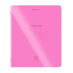 Тетрадь пластиковая обложка (НЕОН) 12 листов, линия, BRAUBERG &laquo;Smart Cover&raquo;, АССОРТИ (микс в спайке), 405026