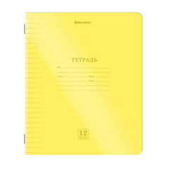 Тетрадь пластиковая обложка (НЕОН) 12 листов, линия, BRAUBERG &laquo;Smart Cover&raquo;, АССОРТИ (микс в спайке), 405026