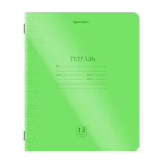 Тетрадь пластиковая обложка (НЕОН) 12 листов, косая линия, BRAUBERG &laquo;Smart Cover&raquo;, АССОРТИ (микс в спайке), 405027