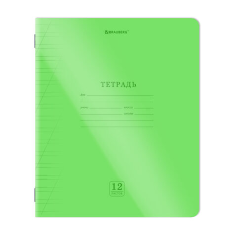 Тетрадь пластиковая обложка (НЕОН) 12 листов, косая линия, BRAUBERG "Smart Cover", АССОРТИ (микс в спайке), 405027 - фото 4