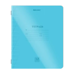 Тетрадь пластиковая обложка (НЕОН) 12 листов, косая линия, BRAUBERG &laquo;Smart Cover&raquo;, АССОРТИ (микс в спайке), 405027