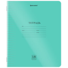 Тетрадь пластиковая обложка (прозрачная) 18 листов, линия, BRAUBERG &laquo;Smart Cover&raquo;, ЗЕЛЕНАЯ, 405029