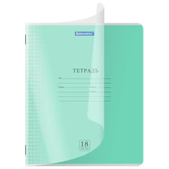 Тетрадь пластиковая обложка (прозрачная) 18 листов, клетка, BRAUBERG "Smart Cover", АССОРТИ (микс в спайке), 405030