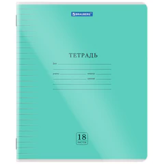 Тетрадь пластиковая обложка (прозрачная) 18 листов, линия, BRAUBERG &laquo;Smart Cover&raquo;, АССОРТИ (микс в спайке), 405031