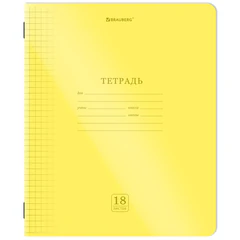 Тетрадь пластиковая обложка (НЕОН) 18 листов, клетка, BRAUBERG &laquo;Smart Cover&raquo;, АССОРТИ (микс в спайке), 405032