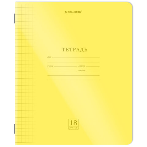 Тетрадь пластиковая обложка (НЕОН) 18 листов, клетка, BRAUBERG "Smart Cover", АССОРТИ (микс в спайке), 405032 - фото 3