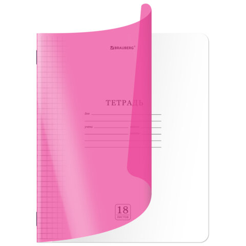 Тетрадь пластиковая обложка (НЕОН) 18 листов, клетка, BRAUBERG "Smart Cover", АССОРТИ (микс в спайке), 405032 - фото 7