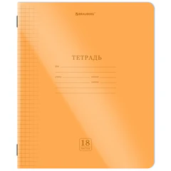 Тетрадь пластиковая обложка (НЕОН) 18 листов, клетка, BRAUBERG &laquo;Smart Cover&raquo;, АССОРТИ (микс в спайке), 405032