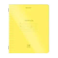 Тетрадь пластиковая обложка (НЕОН) 18 листов, линия, BRAUBERG &laquo;Smart Cover&raquo;, АССОРТИ (микс в спайке), 405033