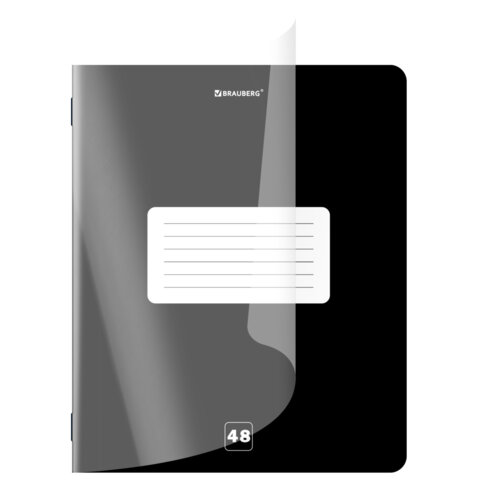 Тетрадь пластиковая обложка (прозрачная) А5, 48 листов, скоба, клетка, BRAUBERG "Smart Cover", ЧЕРНАЯ, 405040 - фото 2