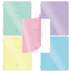 Тетради ДЭК обложка пластик (ПАСТЕЛЬ) 12 л., клетка, КОМПЛЕКТ 10 шт., BRAUBERG &laquo;Smart Cover&raquo;, АССОРТИ, 405058