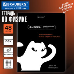 Тетрадь предметная МЕМЫ 48 л., TWIN-лак, ФИЗИКА, клетка, подсказки, BRAUBERG, 405106