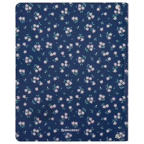 Тетрадь на кольцах А5, 175х215 мм, 120 л., под кожу, BRAUBERG VISTA, "Цветочный паттерн", 405206