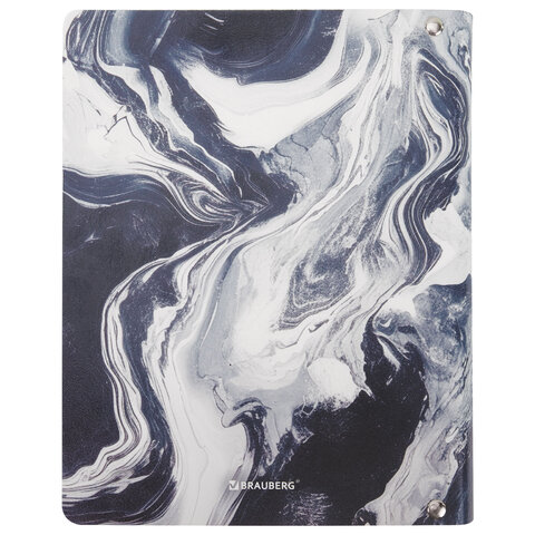 Тетрадь на кольцах А5, 175х215 мм, 120 л., под кожу, BRAUBERG VISTA, "Мрамор", 405207