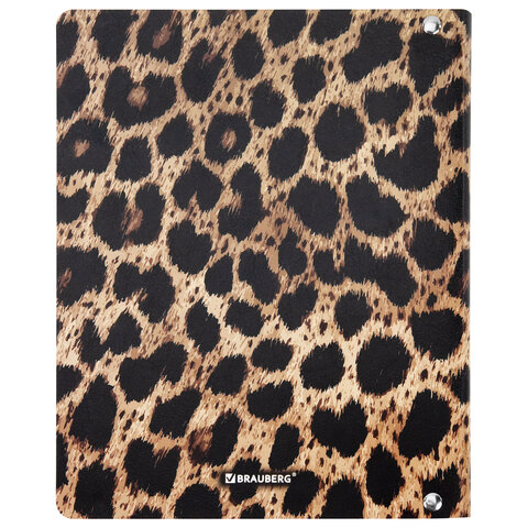 Тетрадь на кольцах А5, 175х215 мм, 120 л., под кожу, BRAUBERG VISTA, "Леопард", 405209