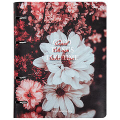 Тетрадь на кольцах А5, 175&times;215 мм, 120 л., под кожу, BRAUBERG VISTA, &laquo;Цветы&raquo;, 405210