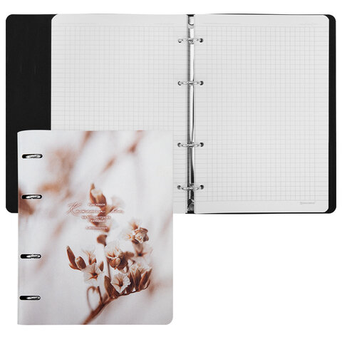 Тетрадь на кольцах А5, 175х215 мм, 120 л., под кожу, BRAUBERG VISTA, "Elegant", 405211