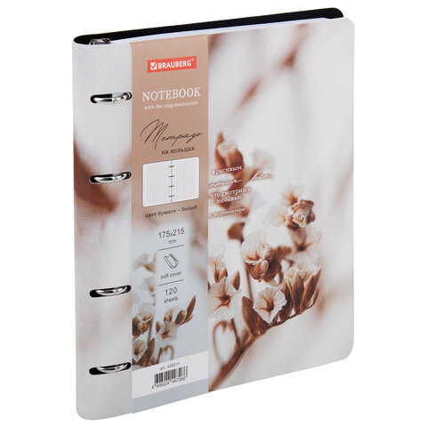 Тетрадь на кольцах А5, 175х215 мм, 120 л., под кожу, BRAUBERG VISTA, "Elegant", 405211