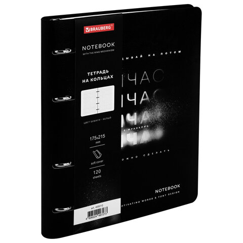Тетрадь на кольцах А5, 175х215 мм, 120 л., под кожу, BRAUBERG VISTA, "Сейчас", 405212