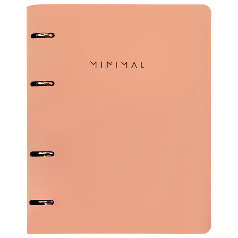 Тетрадь на кольцах А5, 175х215 мм, 120 л., под кожу, BRAUBERG VISTA, "Minimal", персиковый, 405214
