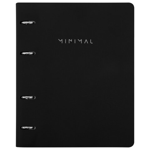 Тетрадь на кольцах А5, 175х215 мм, 120 л., под кожу, BRAUBERG VISTA, "Minimal", черный, 405215