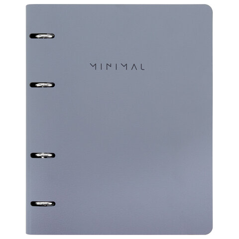 Тетрадь на кольцах А5, 175х215 мм, 120 л., под кожу, BRAUBERG VISTA, "Minimal", серый, 405216