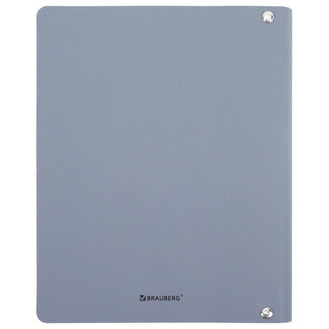 Тетрадь на кольцах А5, 175х215 мм, 120 л., под кожу, BRAUBERG VISTA, "Minimal", серый, 405216