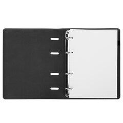 Тетрадь на кольцах А5, 180&times;220 мм, 120 л., под кожу, на резинке, BRAUBERG ELEGANT, черный, 405240