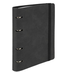 Тетрадь на кольцах А5, 180&times;220 мм, 120 л., под кожу, на резинке, BRAUBERG ELEGANT, черный, 405240