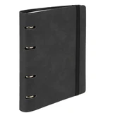 Тетрадь на кольцах А5, 180х220 мм, 120 л., под кожу, на резинке, BRAUBERG ELEGANT, черный, 405240