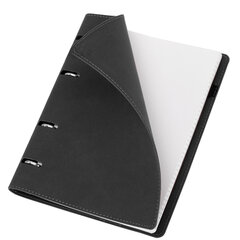 Тетрадь на кольцах А5, 180&times;220 мм, 120 л., под кожу, на резинке, BRAUBERG ELEGANT, черный, 405240