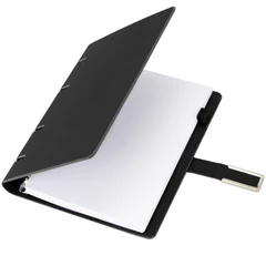 Тетрадь на кольцах А5, 180&times;220 мм, 120 л., под кожу soft-touch, застежка, BRAUBERG SHADE, черный, 405246