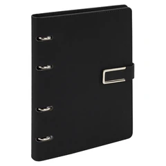 Тетрадь на кольцах А5, 180&times;220 мм, 120 л., под кожу soft-touch, застежка, BRAUBERG SHADE, черный, 405246